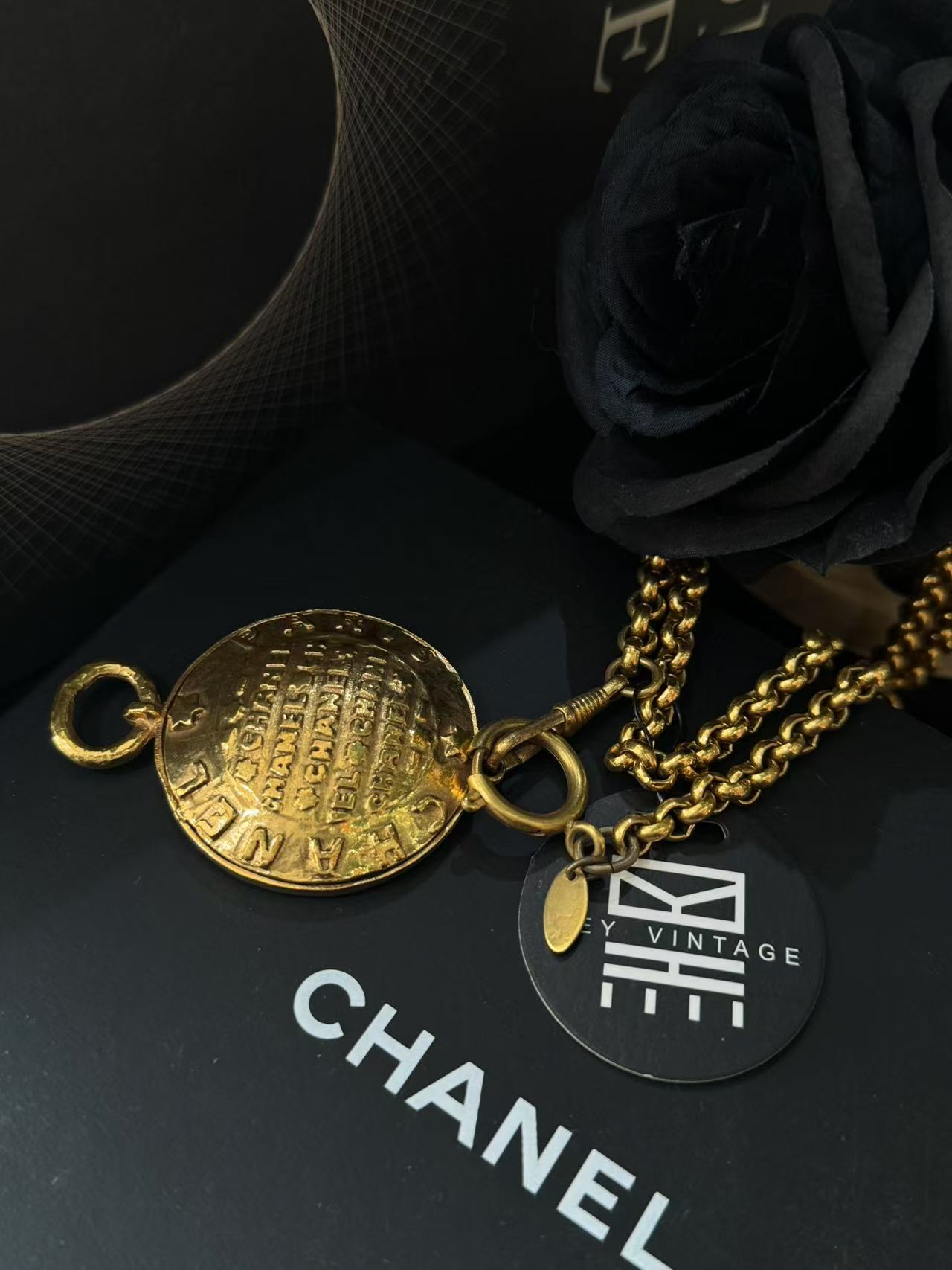 95新 Chanel/香奈儿 金色铭牌项链毛衣链 5376031