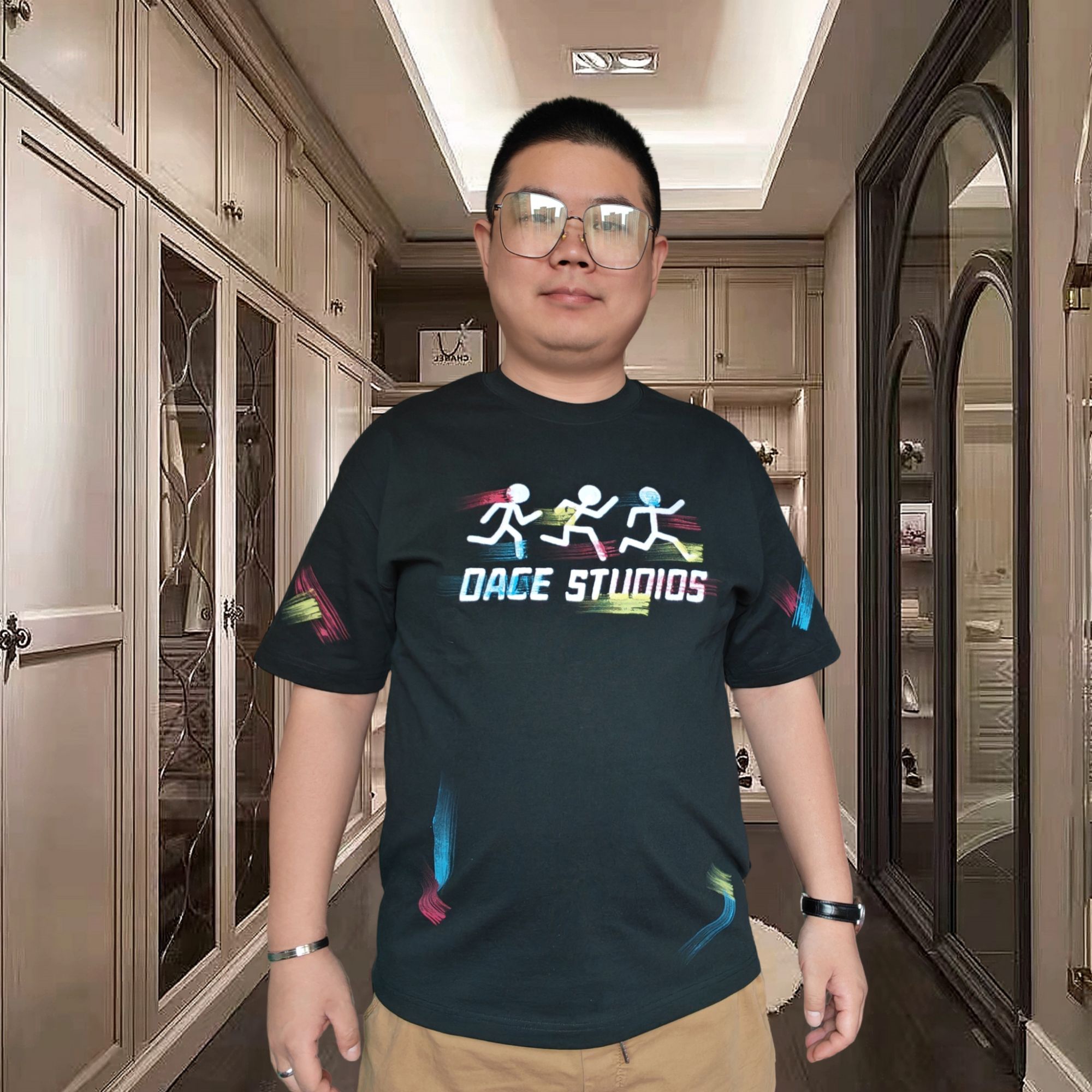 2025夏季新款男士重磅纯棉刺绣手绘短袖T恤美式潮牌ins专柜品质