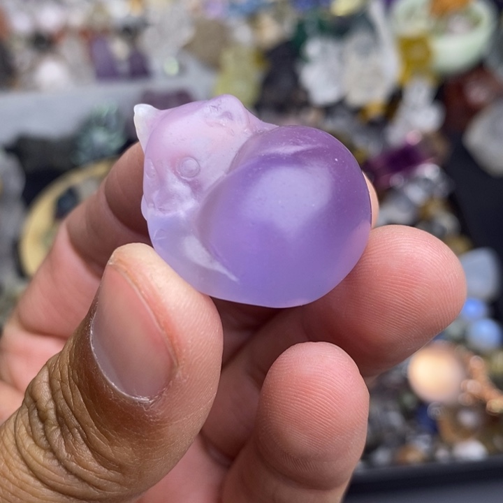 水晶未镶嵌珠宝半成品睡猫