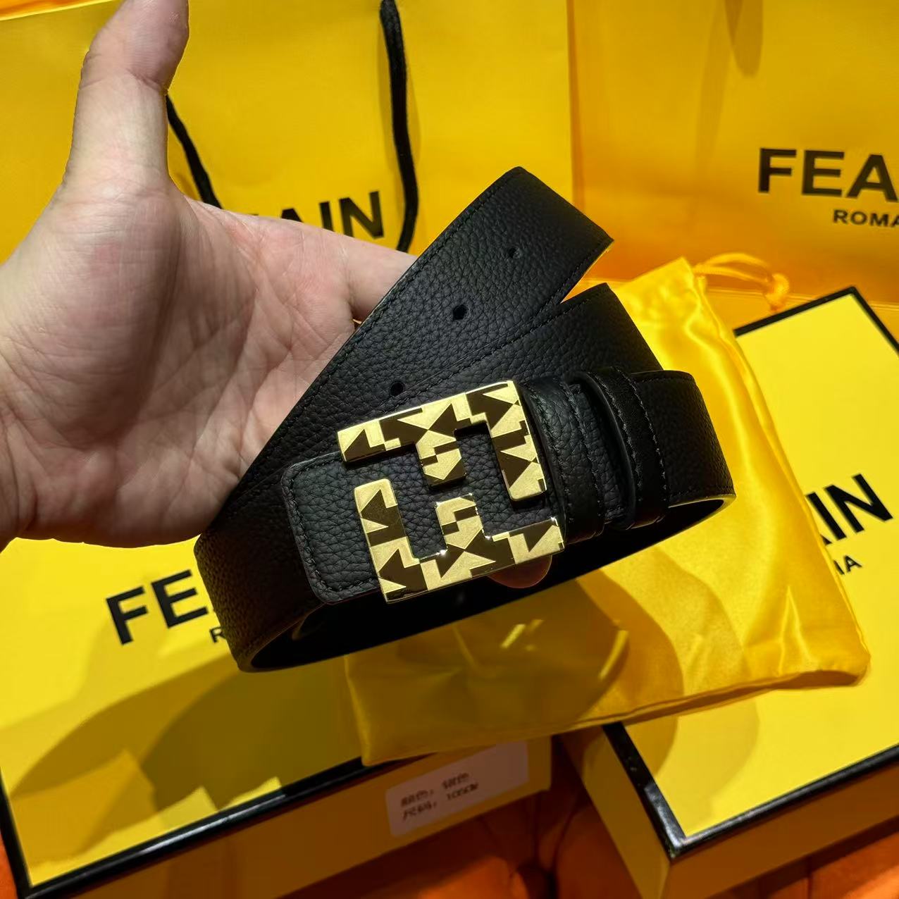 【FEAIN品牌】头层牛皮专柜同款立体激光雕花皮带打孔型腰带