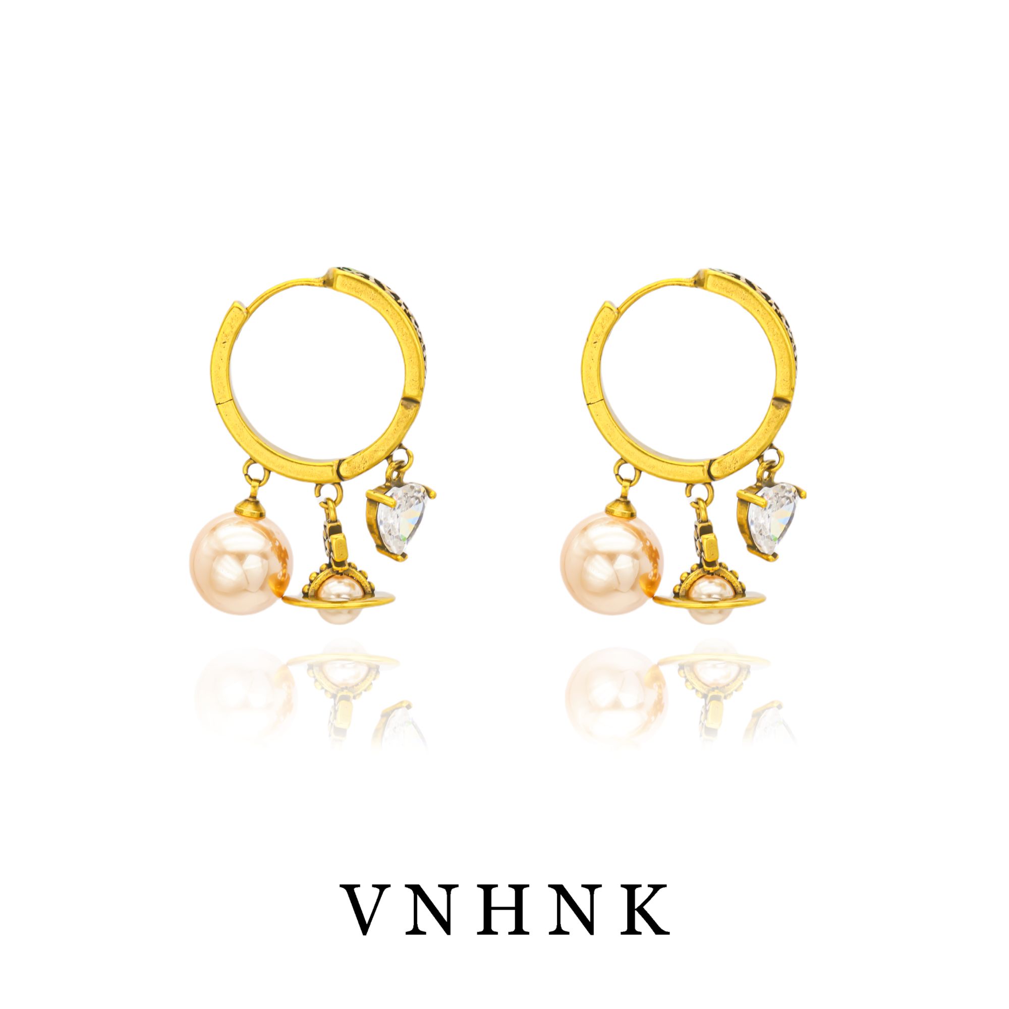 黄铜仿珍珠耳饰 美可儿   K110  古铜色(12mm)时尚精致耳环