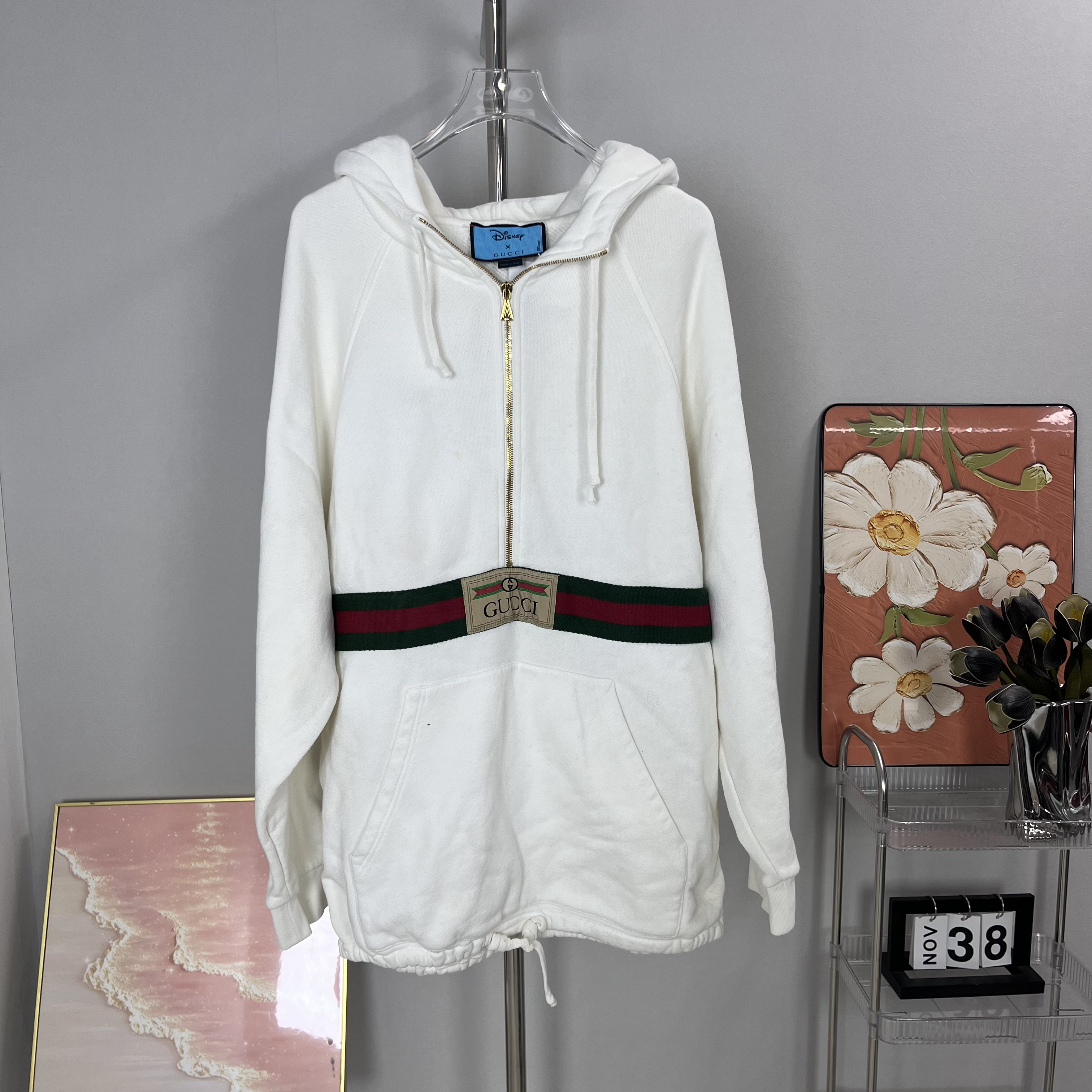 99新  古驰/Gucci 饰织带针织棉卫衣 专柜价11000 98新 L码 A6043