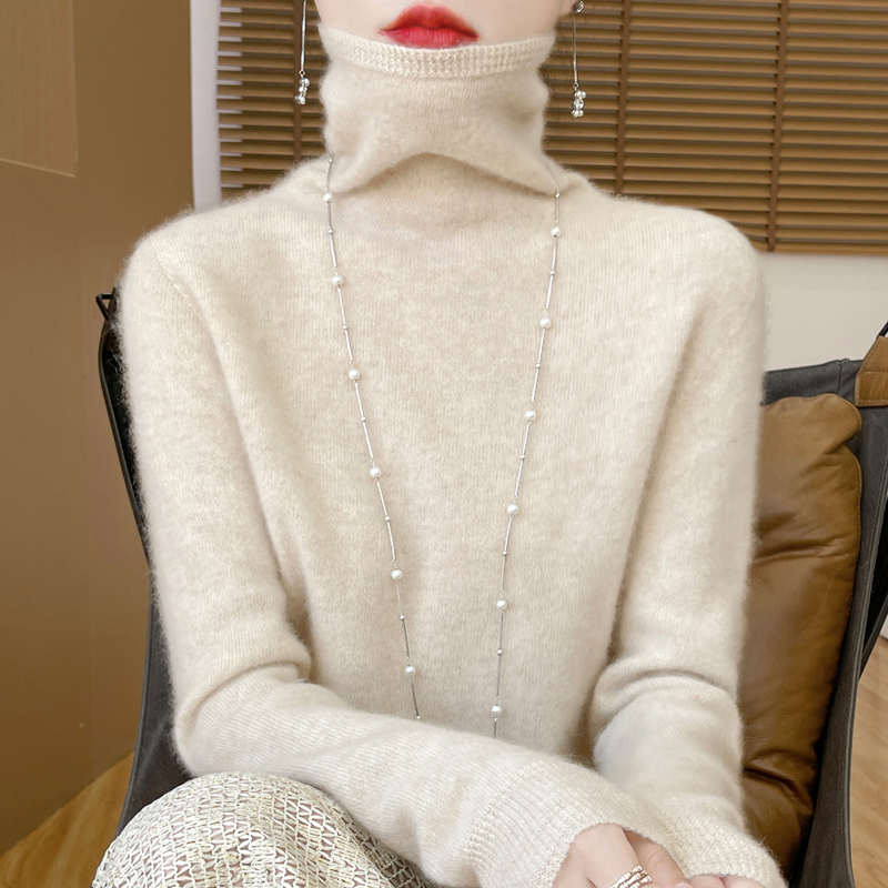 2025新款一线成衣100纯羊毛高领秋冬修身打底套头毛衣女女款