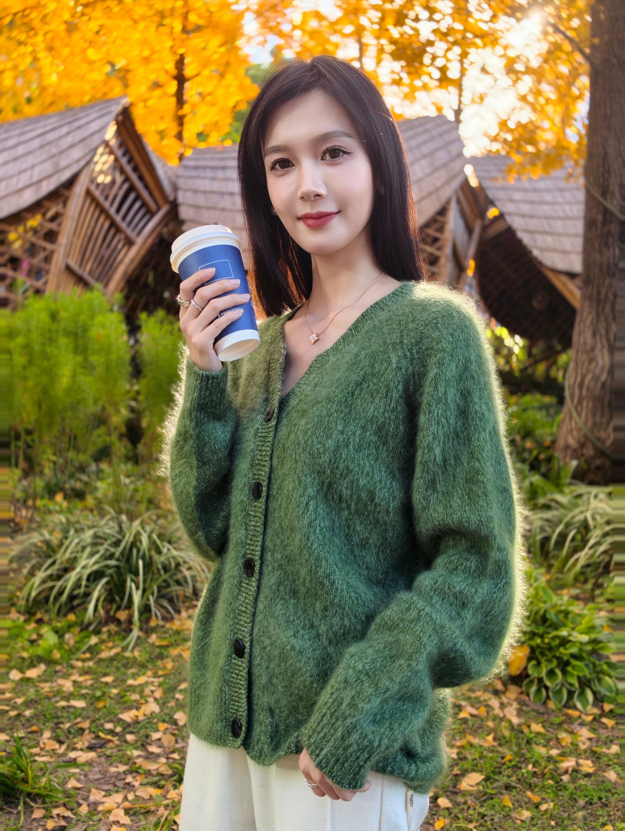 【丝绒奶霜】山羊绒绵羊毛 花纱宽松气质羊毛衫开衫150-LN889