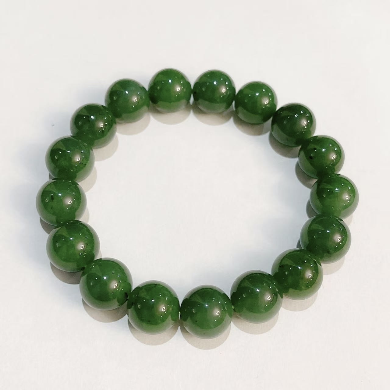 晶莹满楼【商城卖】和田玉碧玉±12mm福利手链手串春日珠宝