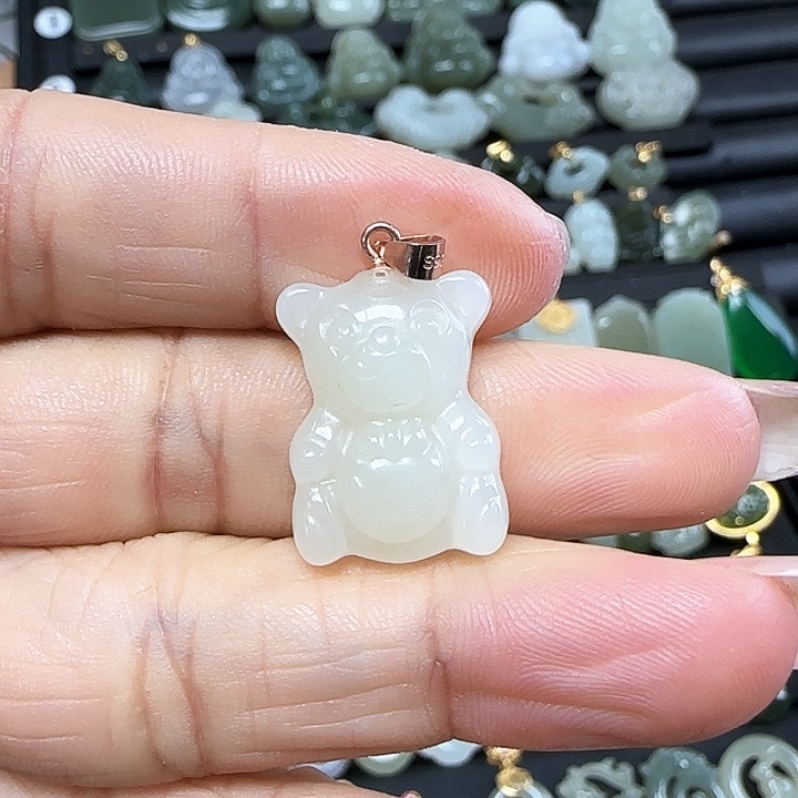 和田玉吊坠(不含链)银S925镶嵌