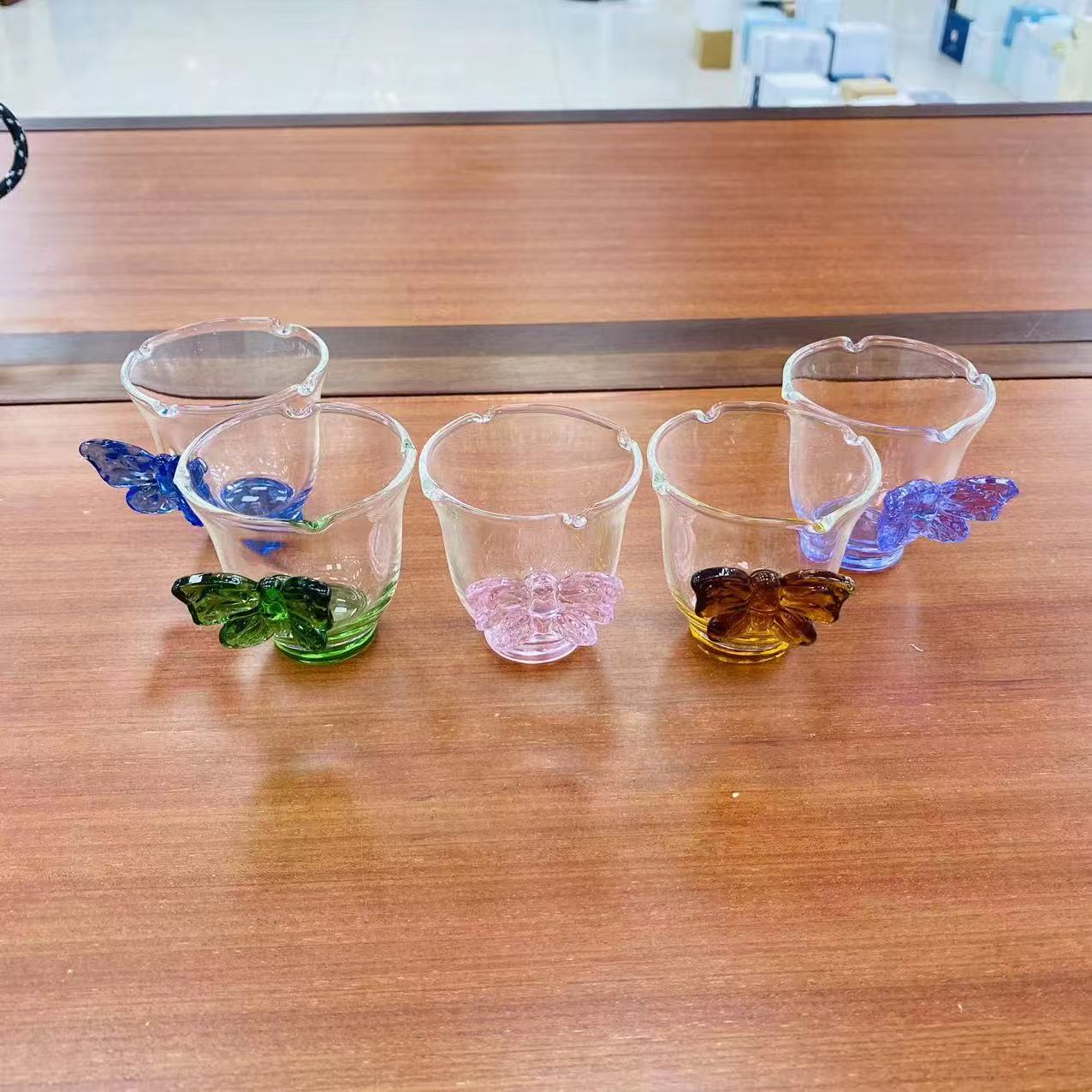 彩蝶品茗杯小品杯五只