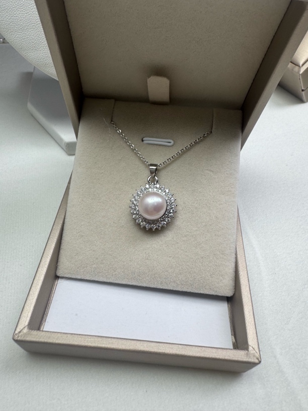 铜合金项链 纯银淡水真珍珠！