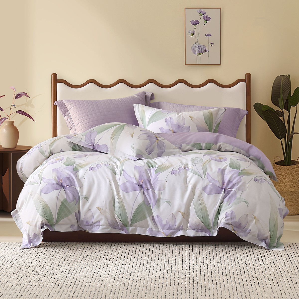 水星家纺田园风纯棉印花花卉四件套亲肤透气全棉套件床上用品严选