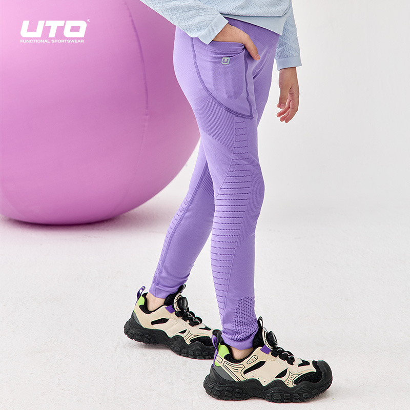 UTO/悠途25年新款男女童运动外穿高弹长裤春夏透气舒适贴袋打底裤
