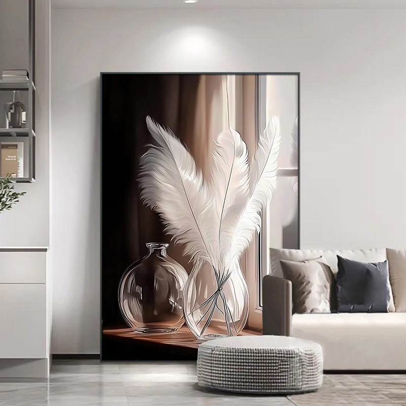 黛维·雅现代简约客厅装饰画轻奢高档羽毛沙发背景客厅沙发墙挂画