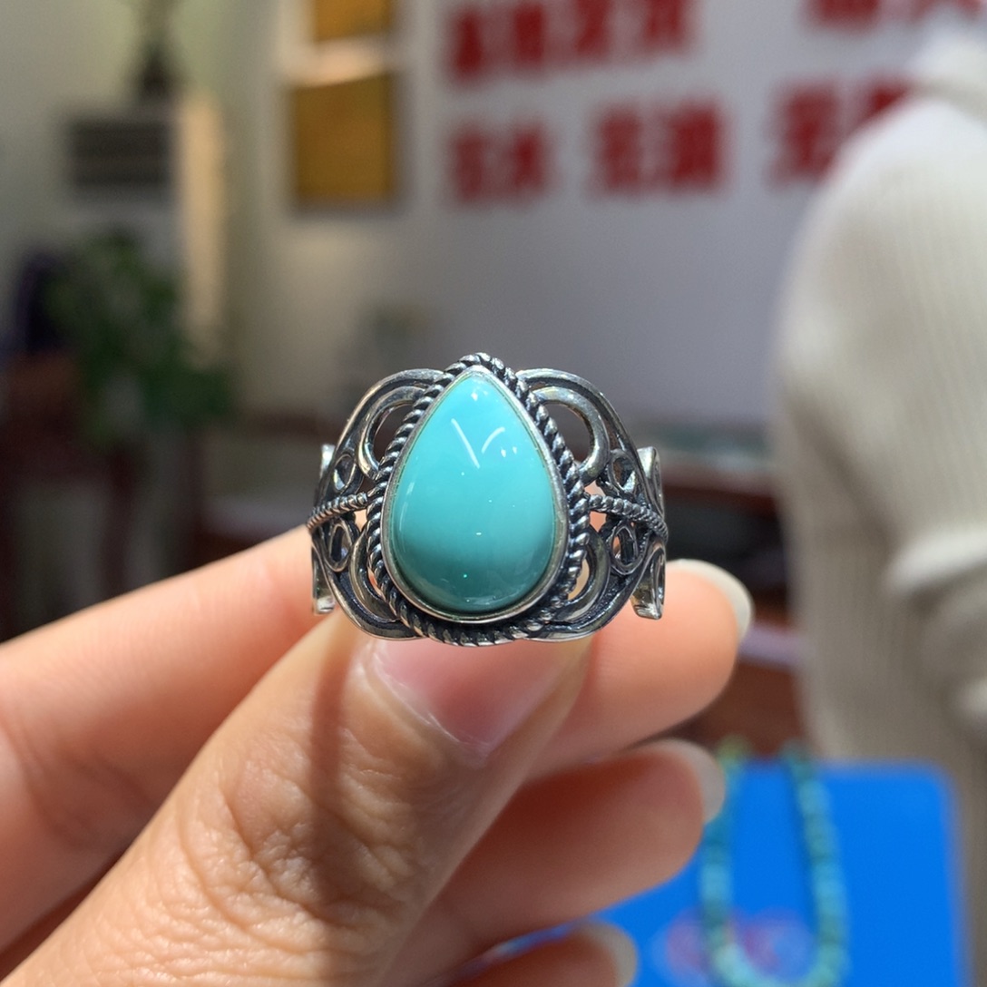 银S925镶嵌绿松石戒指