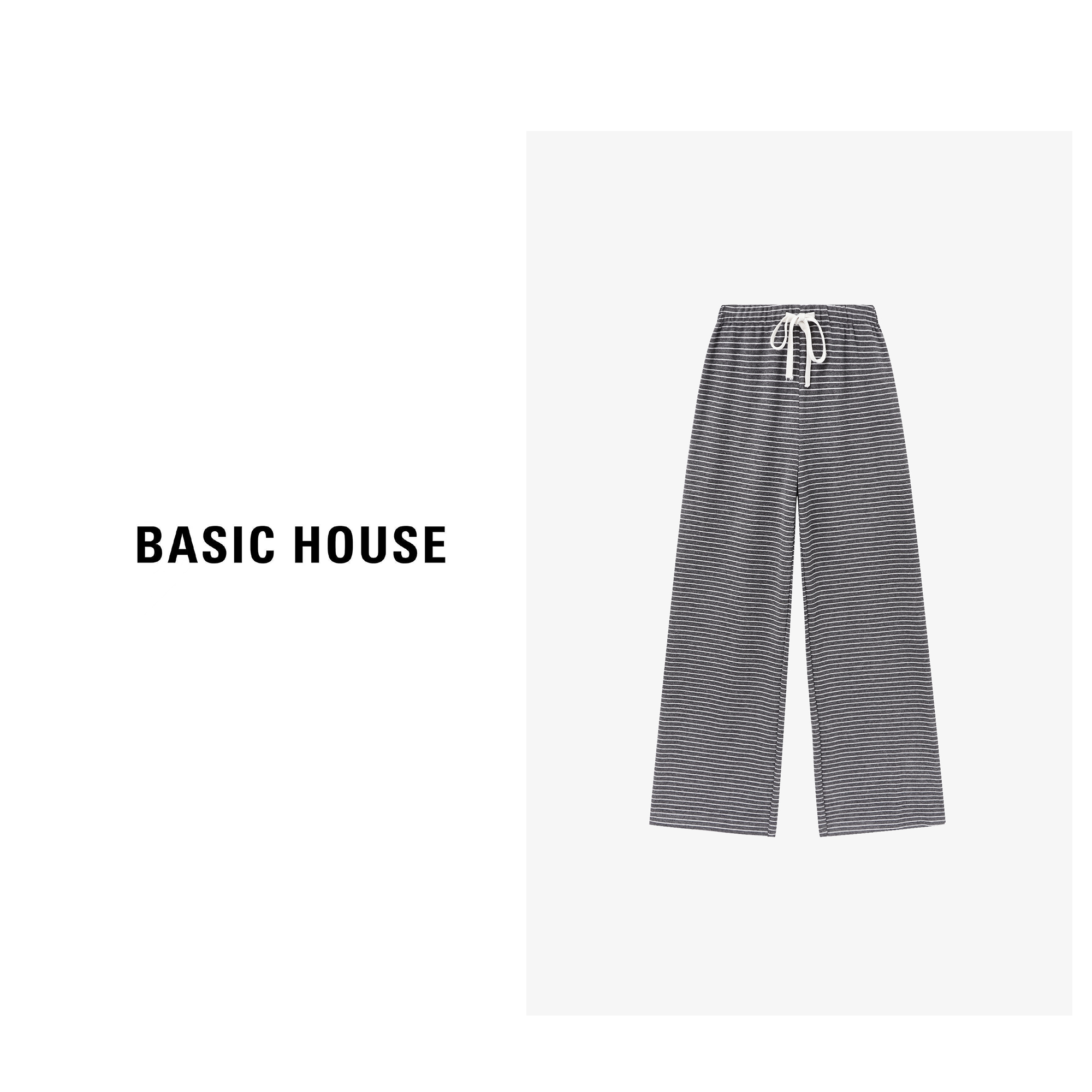 Basic House/百家好格纹休闲宽松显瘦遮肉百搭长裤-B0625B5MWP2