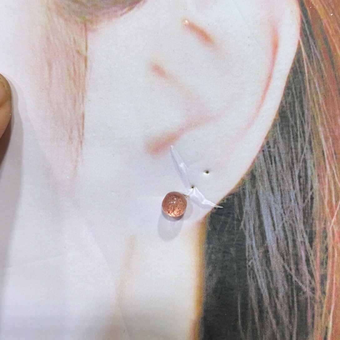 玛瑙/玉髓耳钉银S925镀金镶嵌