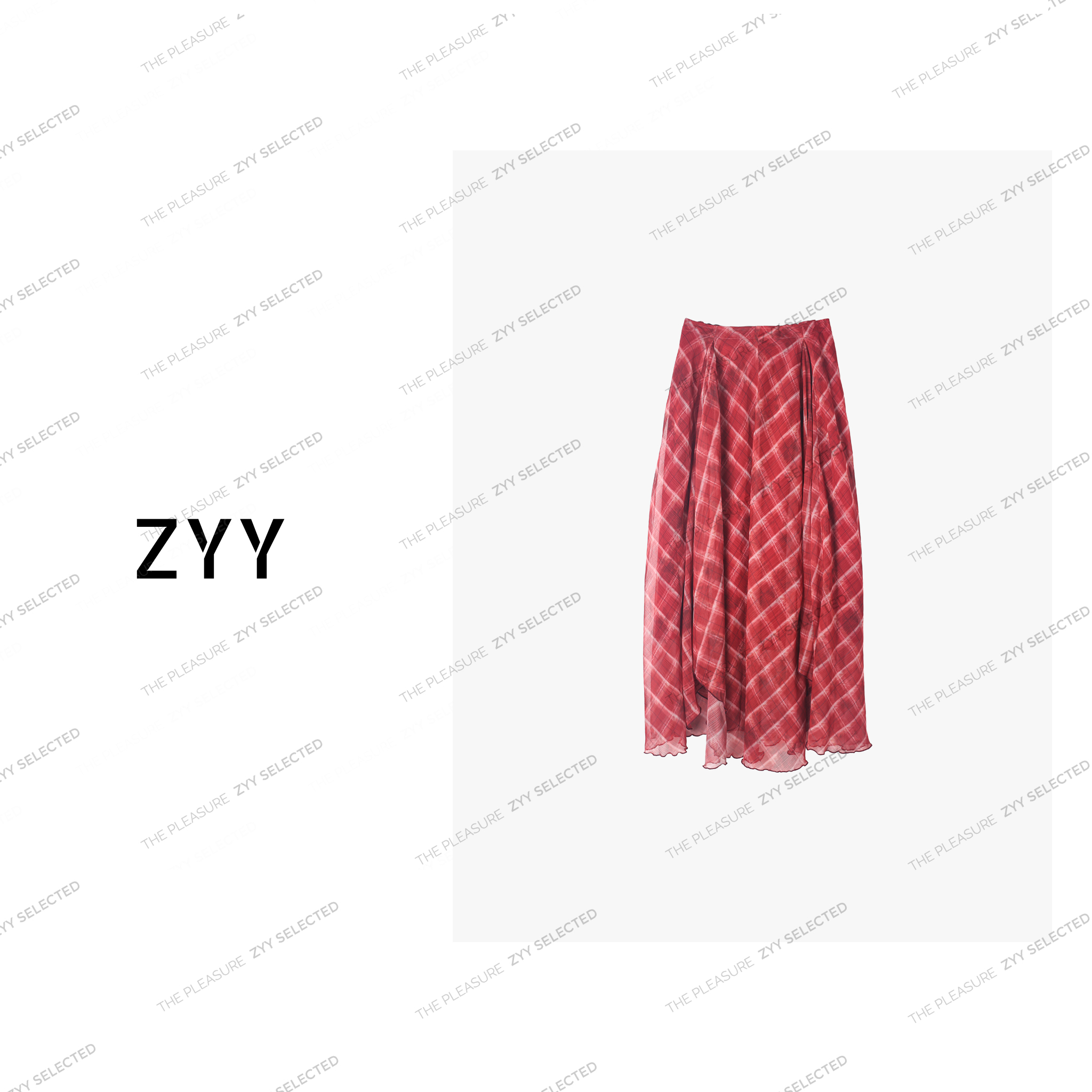 ZYY【一念花开】2025S/S新品显瘦高腰格纹长半身裙女X25XBSQD02603