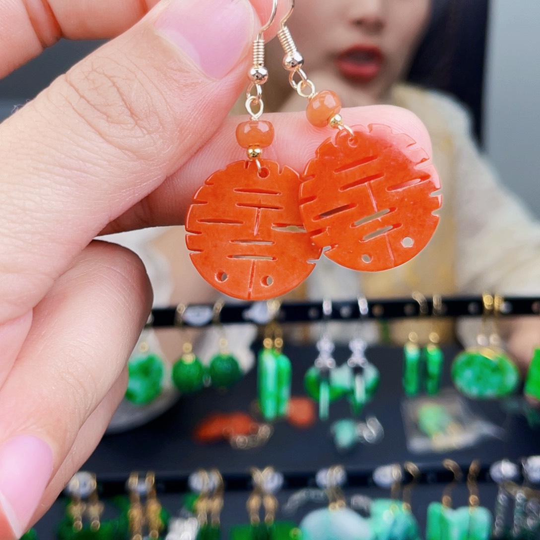 翡翠未镶嵌耳饰饰品