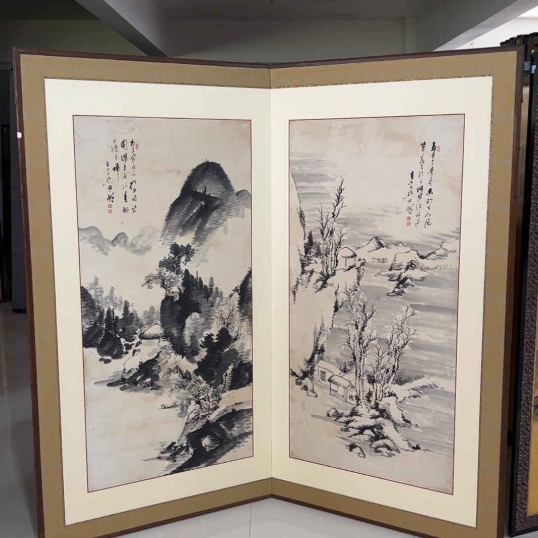 绘画屏风框画茶空间设计
