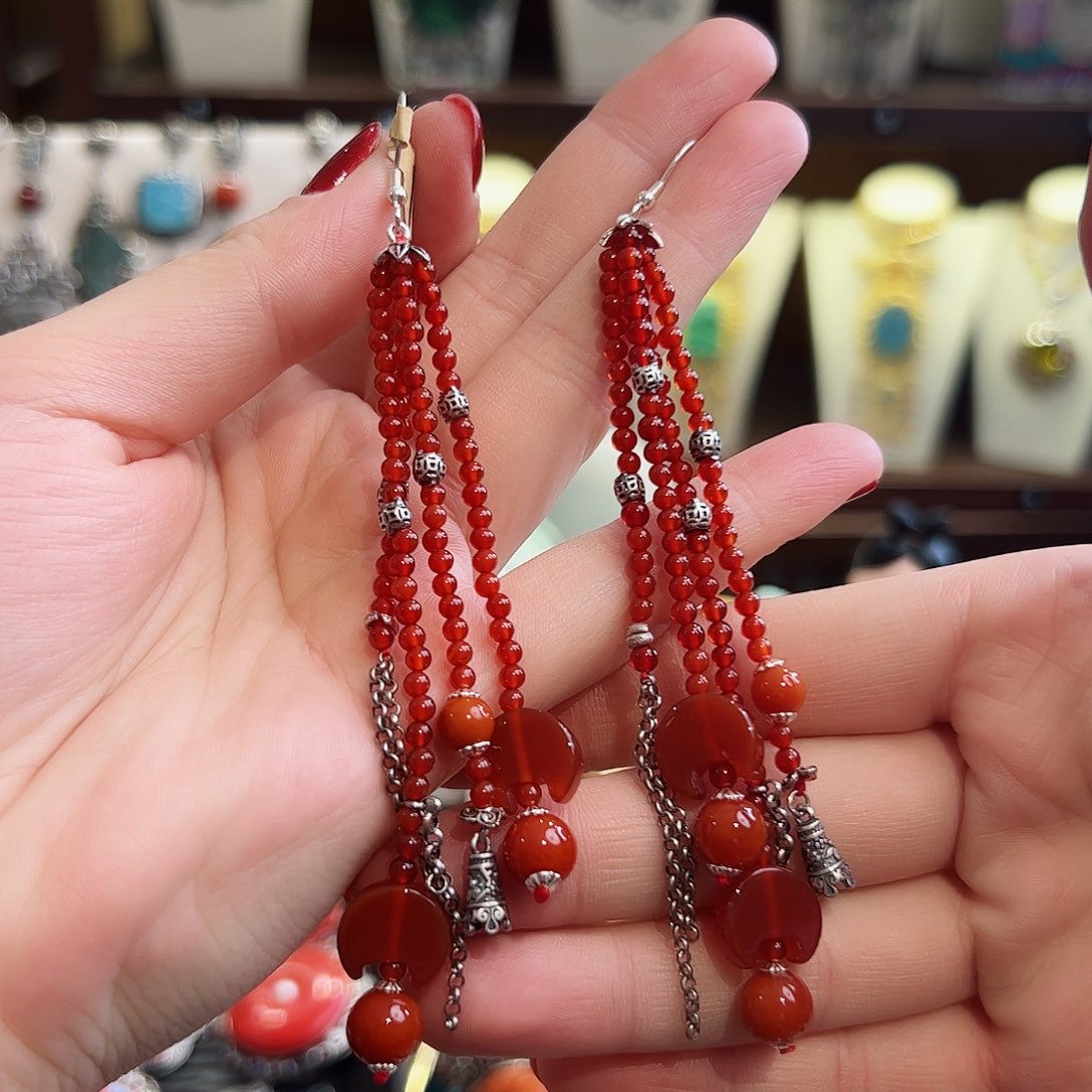 玛瑙/玉髓耳钉未镶嵌耳环