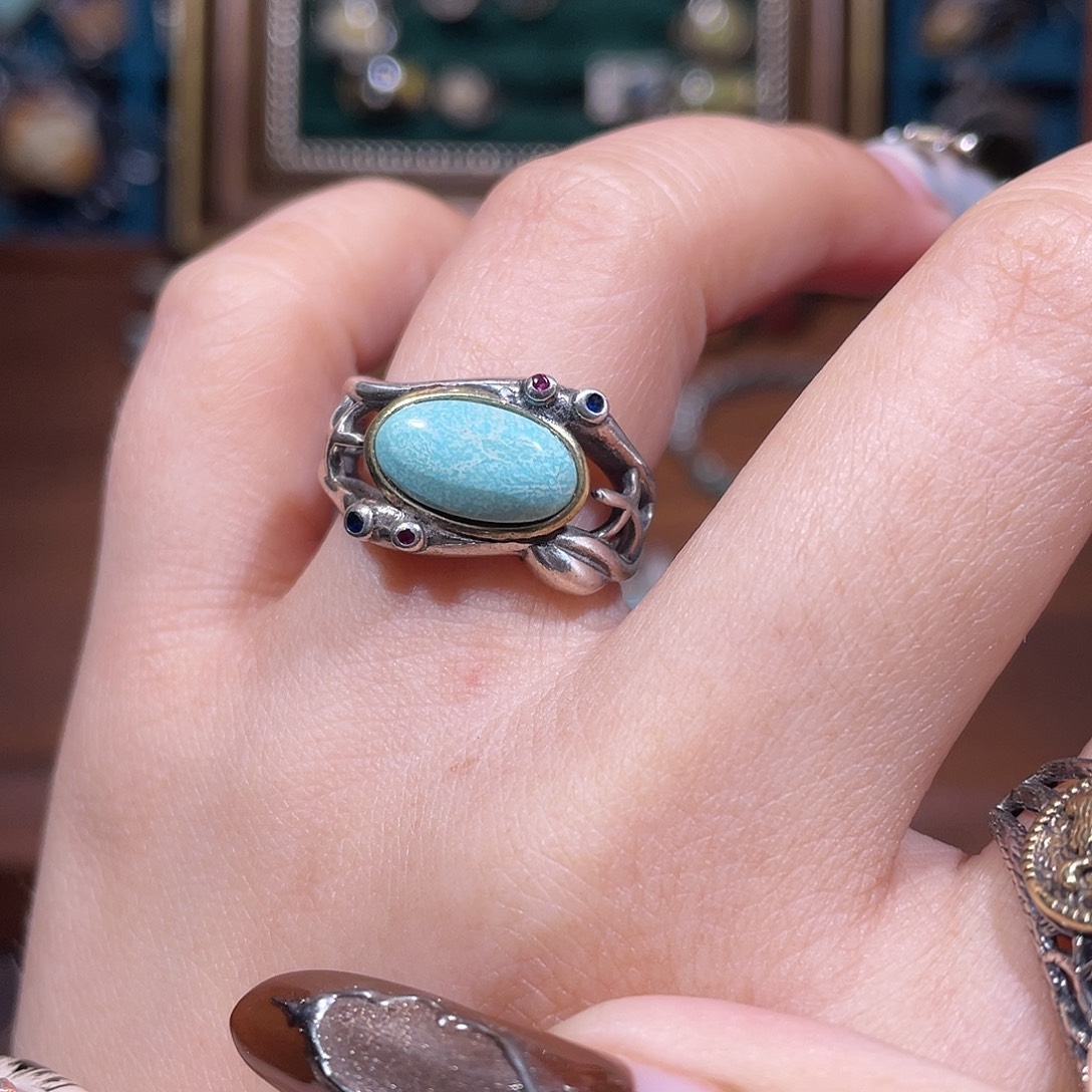 绿松石银S925镶嵌戒指戒指