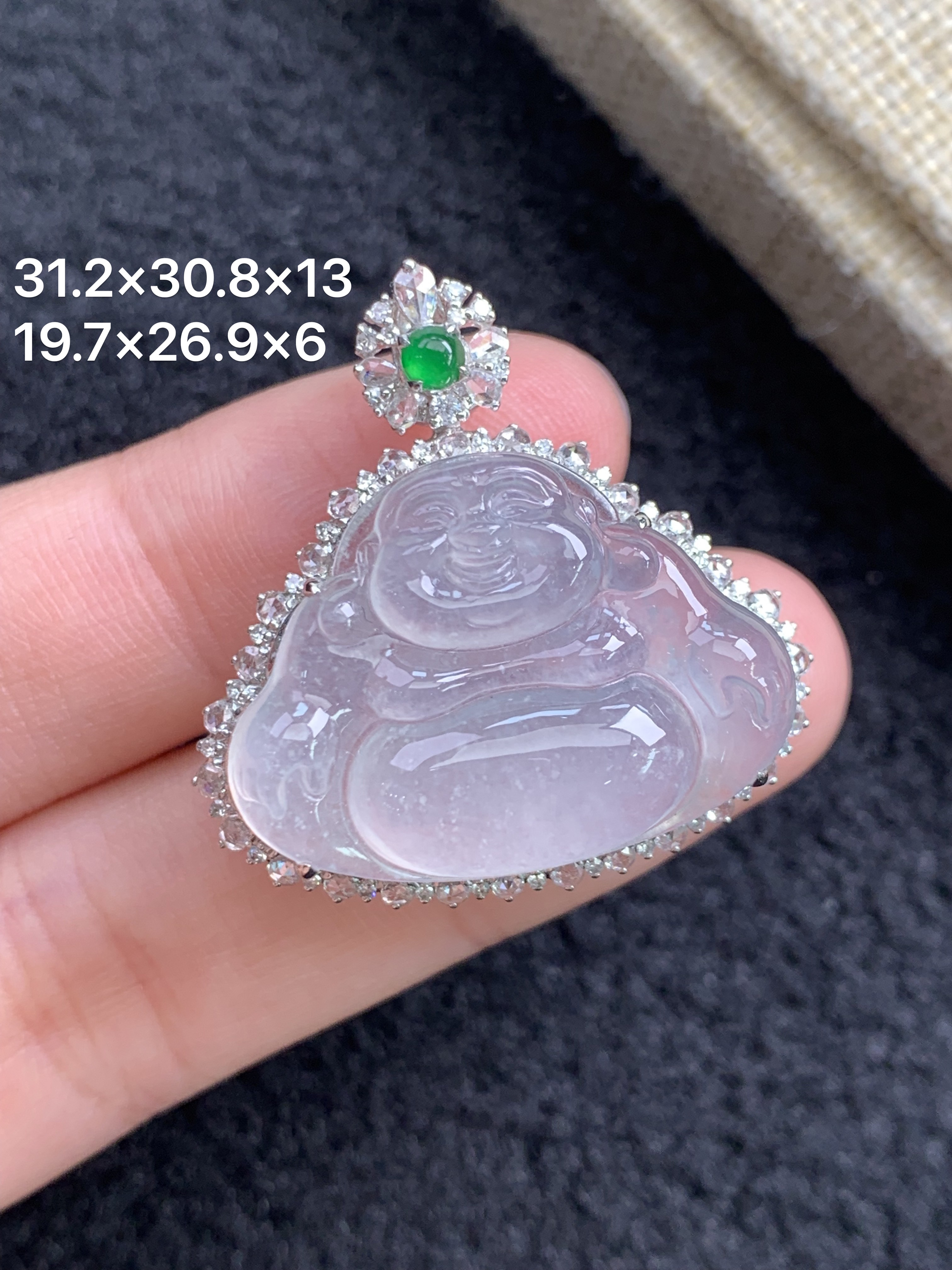 18K金镶嵌天然缅甸翡翠冰种佛公吊坠