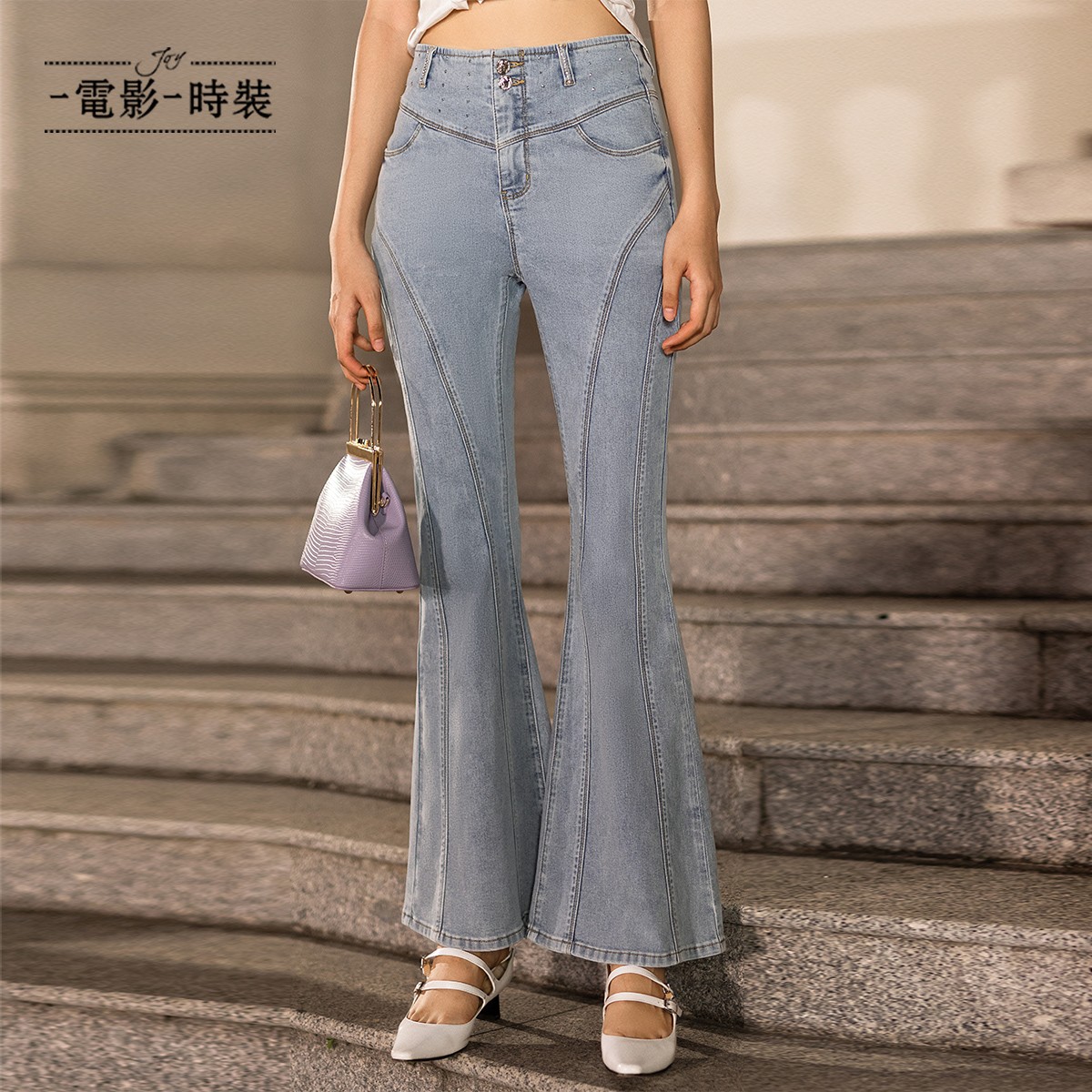 夏高腰百搭牛仔喇叭裤 FEFK122612