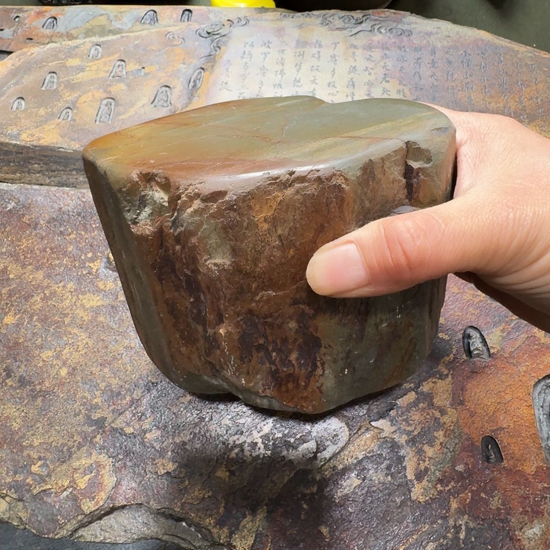 喵歙砚石刻壶承摆件