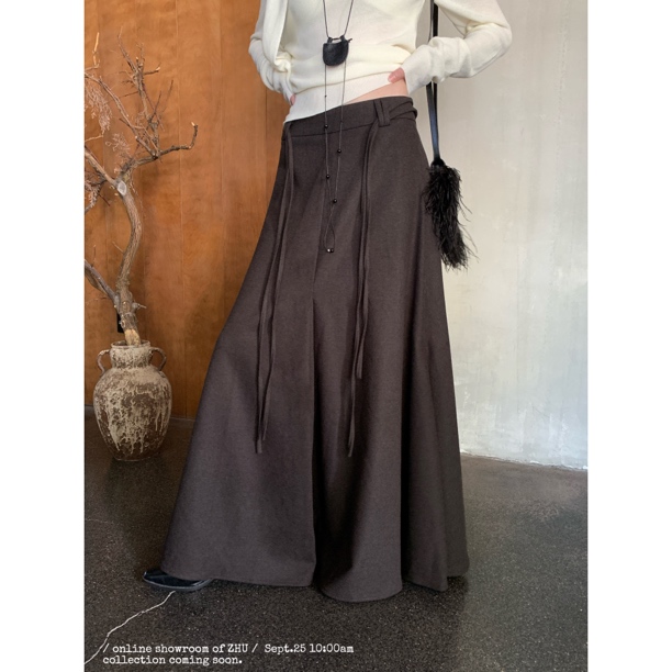 ZHU福（9zhu2559-2#）「经典剪裁」捏褶大裙摆半身裙12-19