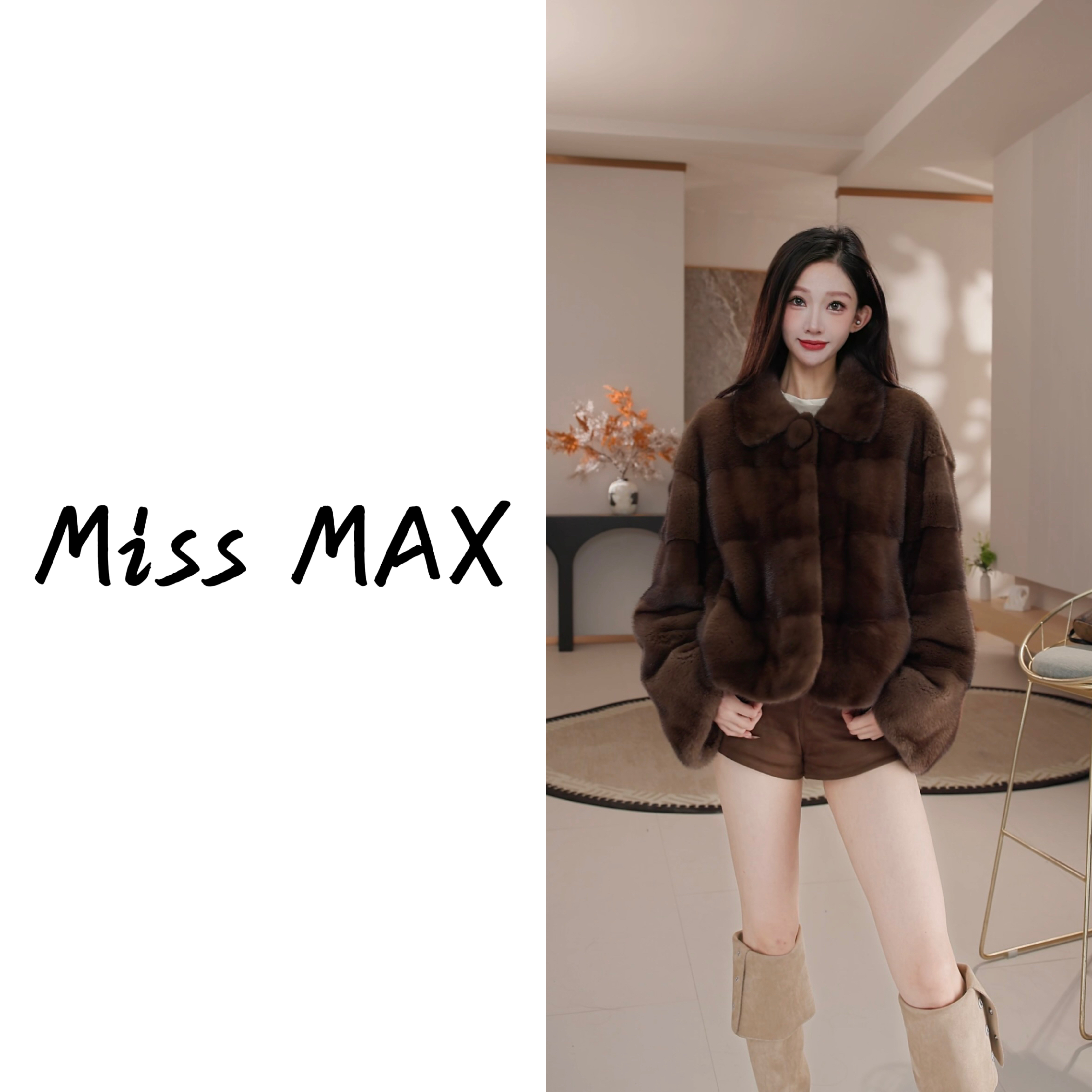 "苏黎世家“进口紫金天鹅绒短款女水貂皮草外套25622