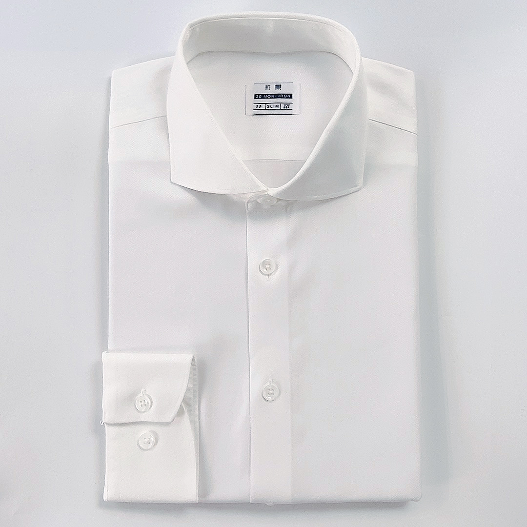 【持久白温莎领DP成衣免烫衬衫衬衣】纯棉硬汉痞帅白色抗皱长袖男士