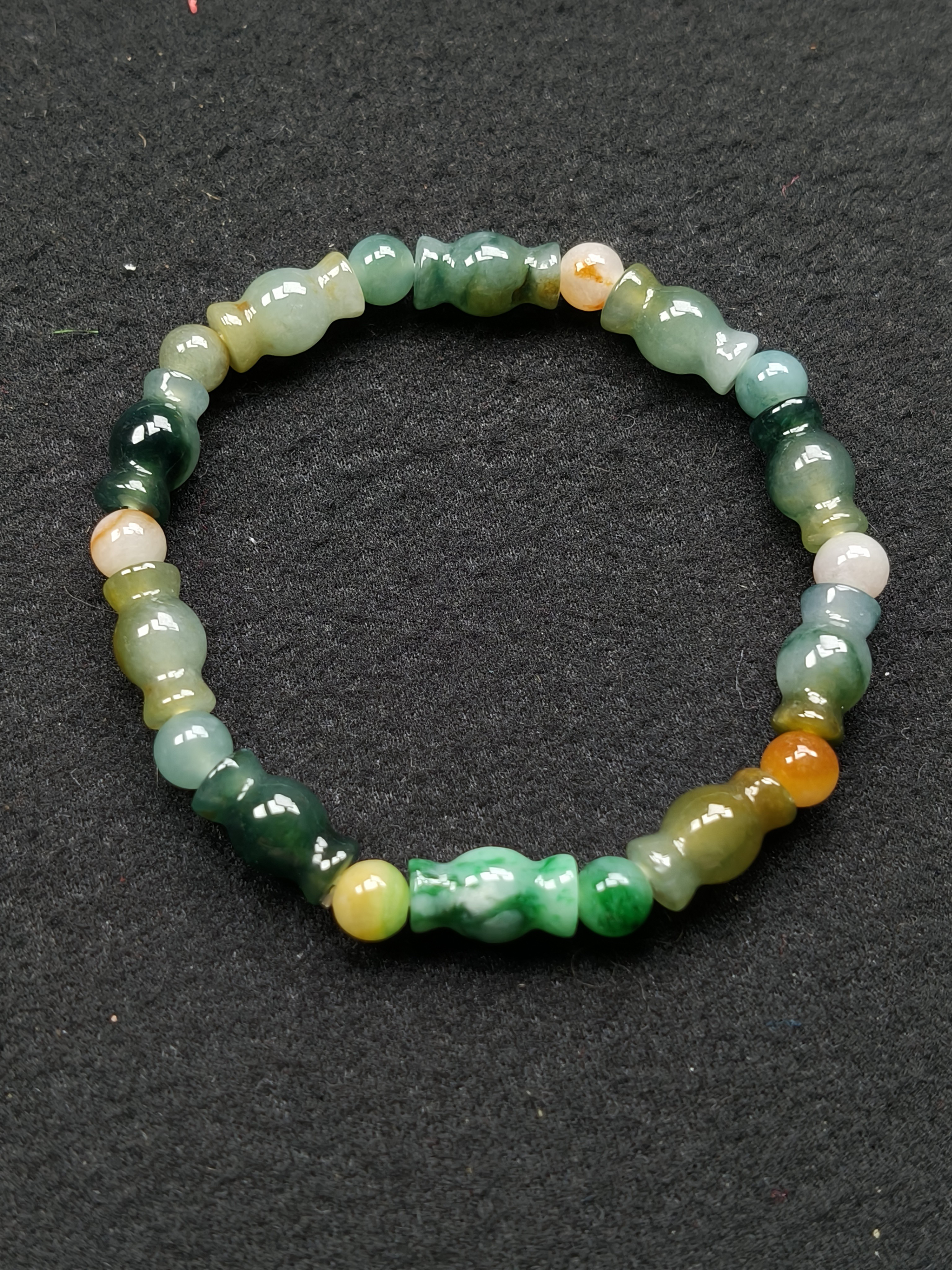 冰种翡翠平平安安手串百搭时尚手工女款单圈精美珠珠轻奢