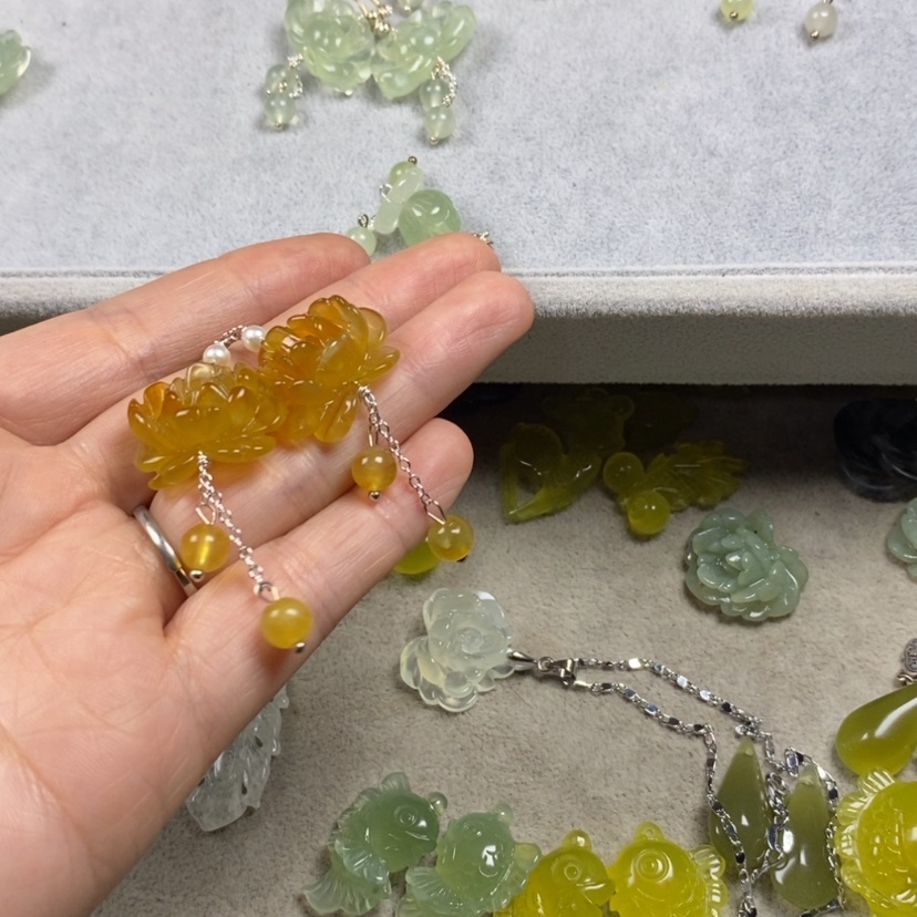 【闪购商品】蛇纹石玉挂件耳饰耳环项链未镶嵌