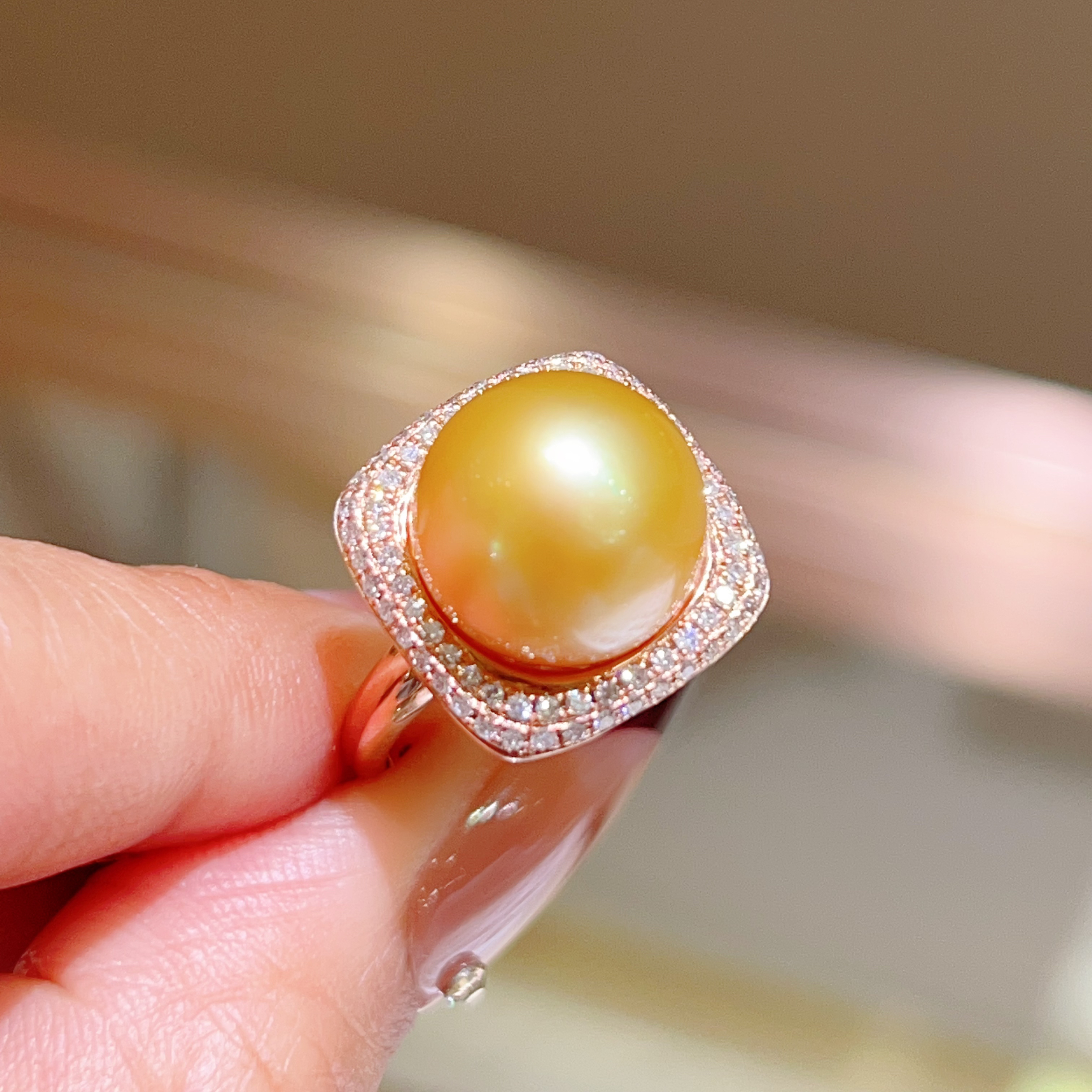 11➕mm 18k金镶嵌海水金珠戒指 5680