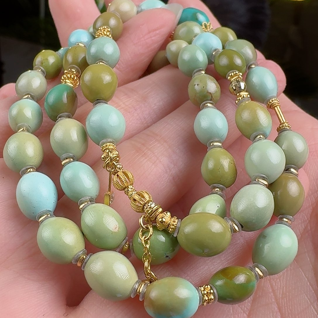 绿松石珠宝奇石18K金镶嵌