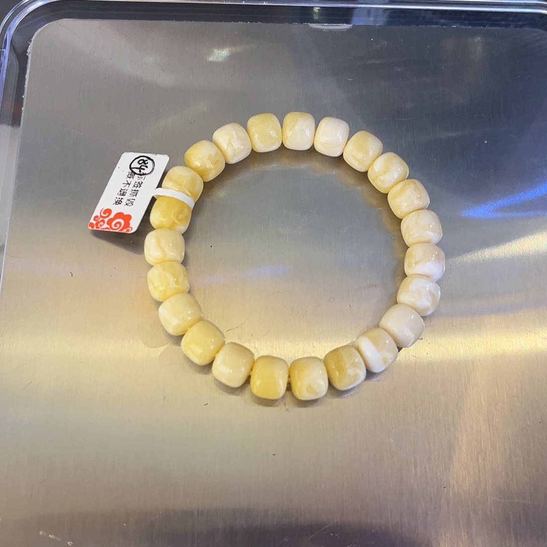 蜜蜡未镶嵌手链浓蜡白花10.2mm