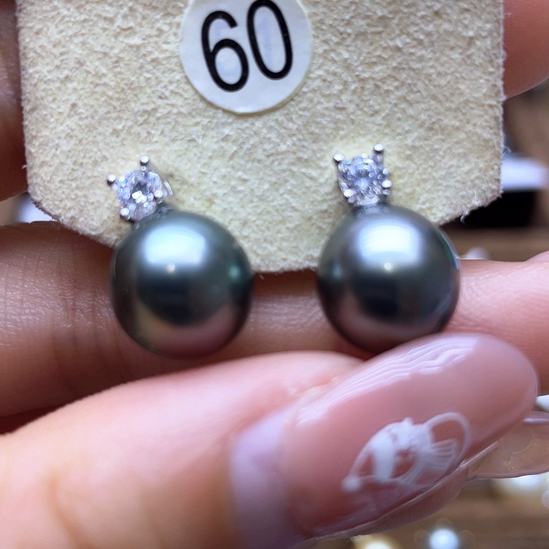 海水珍珠耳饰银S925镶嵌