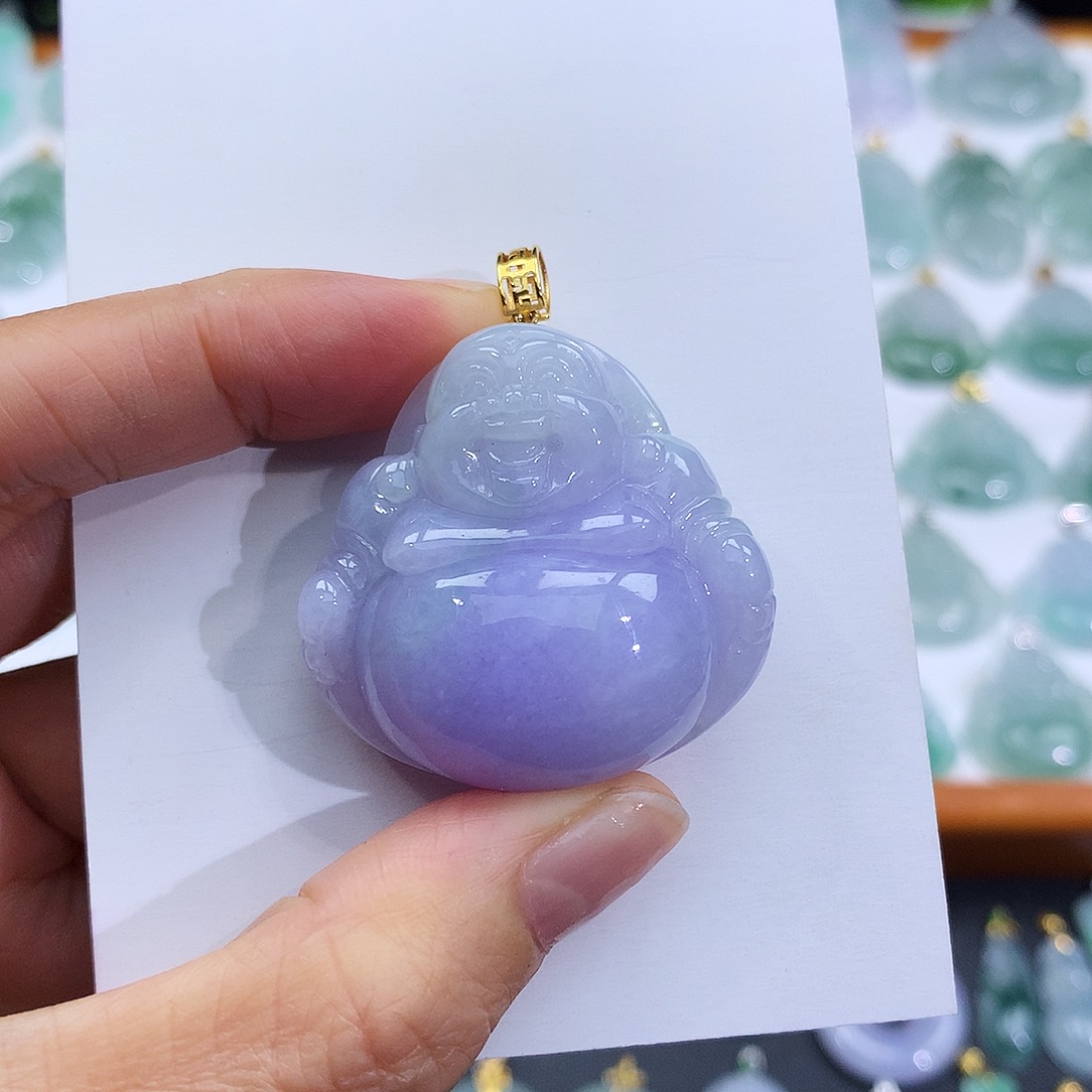 翡翠18K金镶嵌颈饰翡翠吊坠