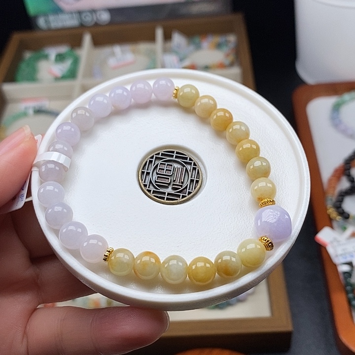 翡翠未镶嵌手串卡7.3mm 无鉴赏16