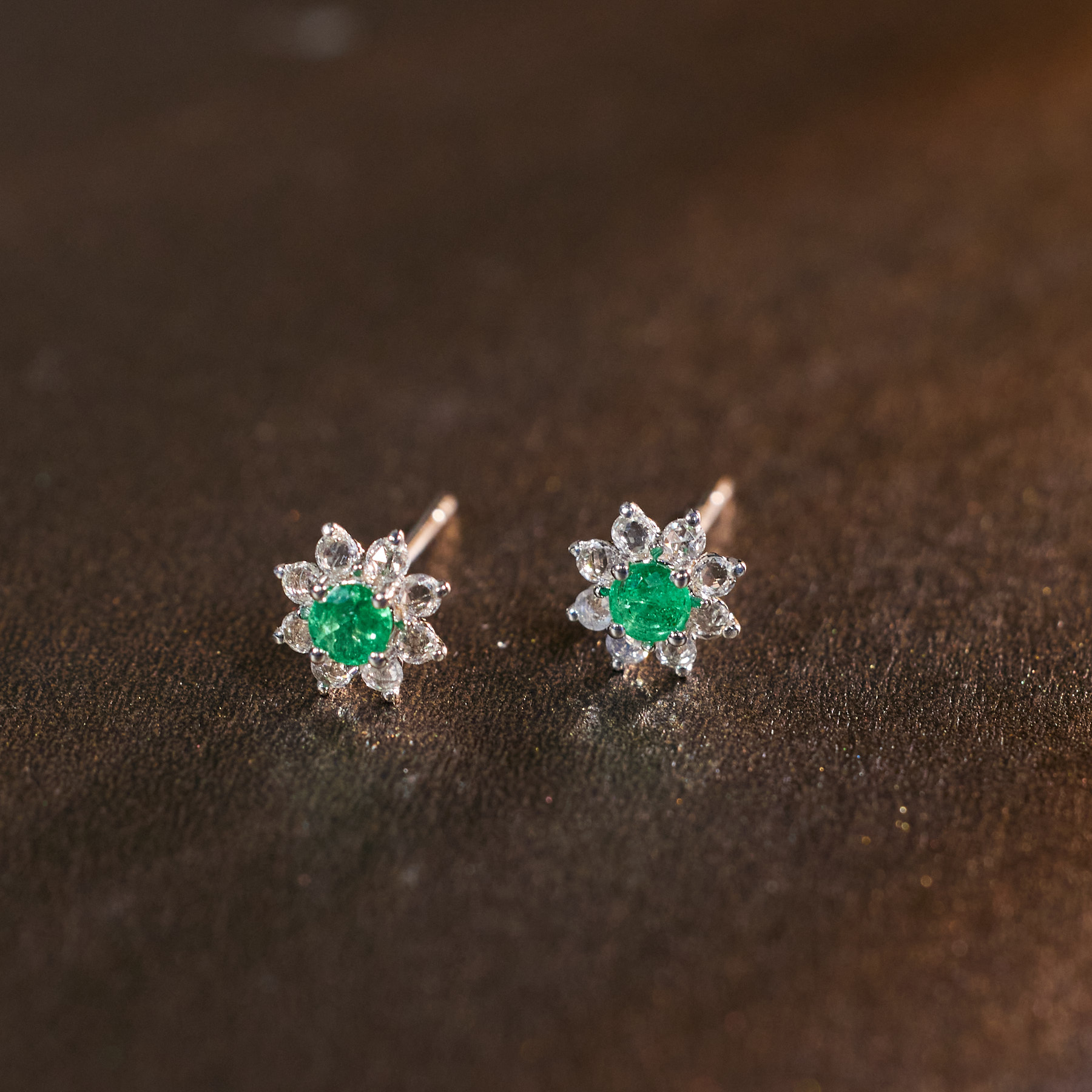 【九华山】祖母绿耳饰*18K金镶嵌S1407