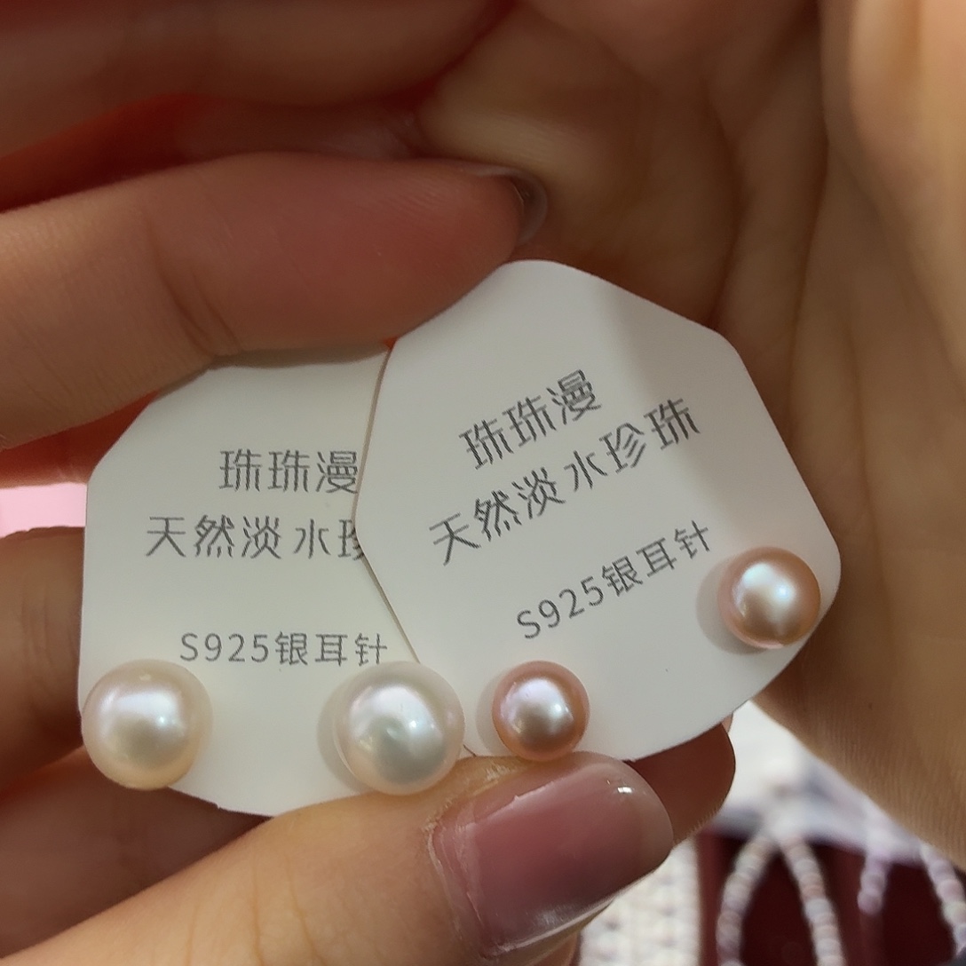耳饰淡水珍珠银S925镶嵌10