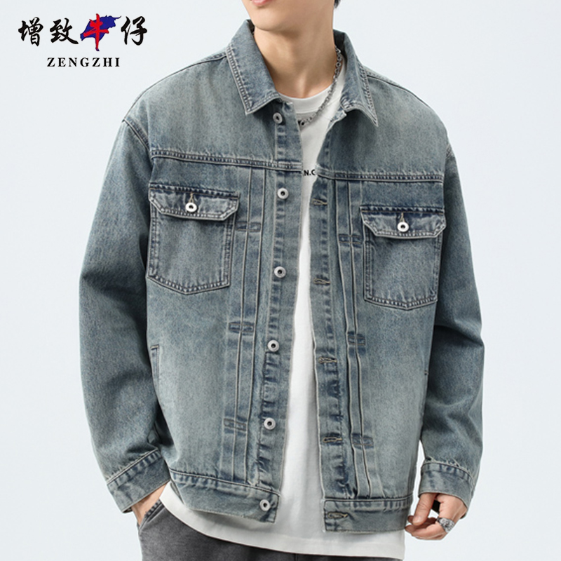 ZENGZHI/增致牛仔春秋牛仔外套男士宽松休闲衣服夹克潮流韩版简约