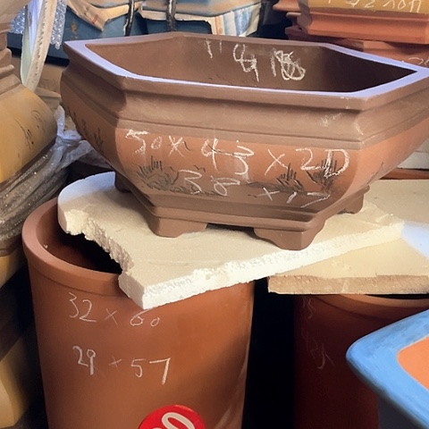 紫砂花盆六方盆一个