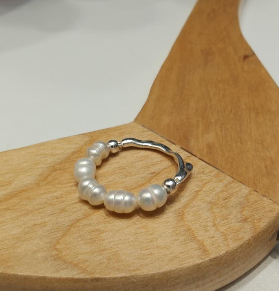 925银树脂戒指 珠珠拼接戒指/0513