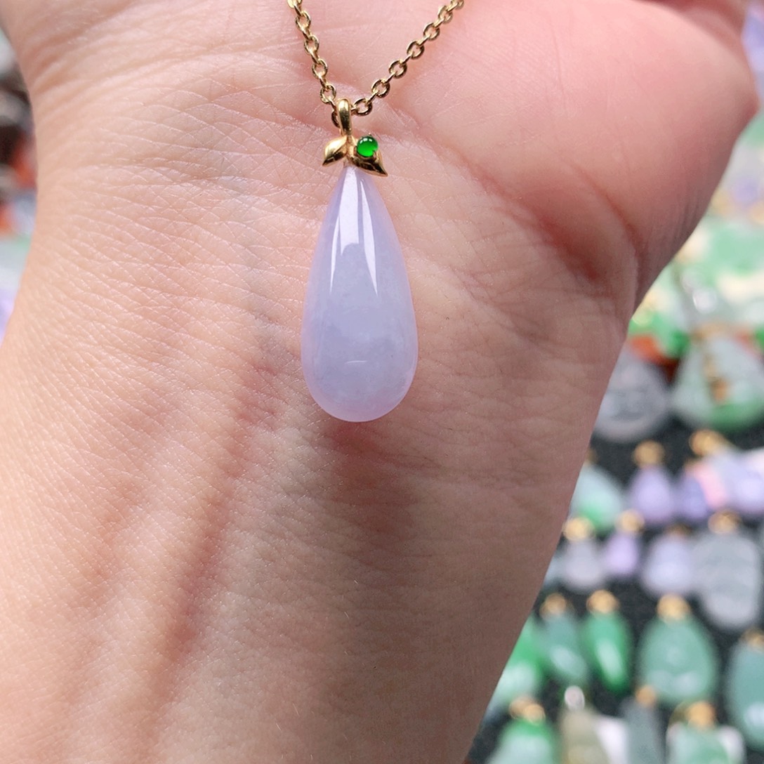 吊坠(不含链)18K金镶嵌翡翠