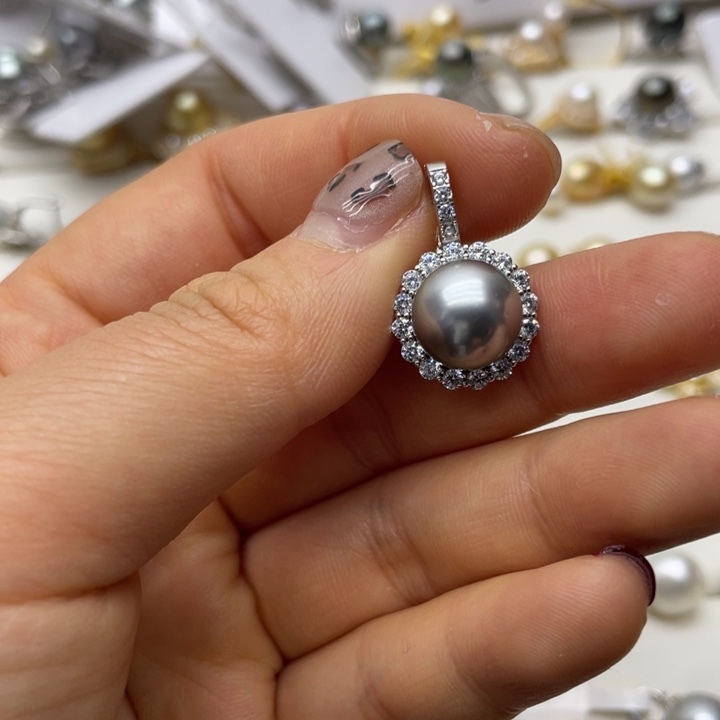 海水珍珠吊坠(不含链)银S925镶嵌