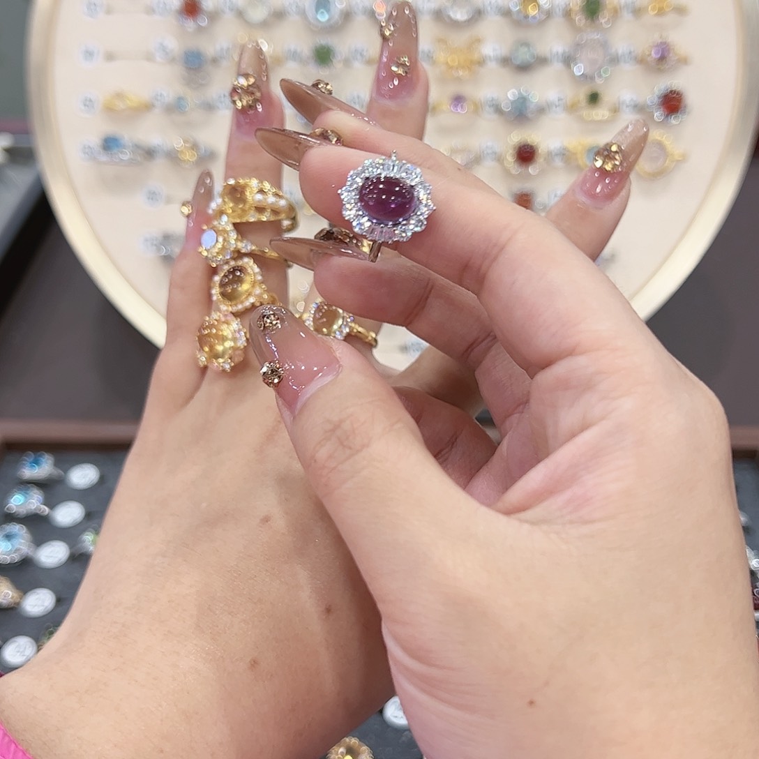 蛇纹石玉戒指银S925镶嵌给****✨