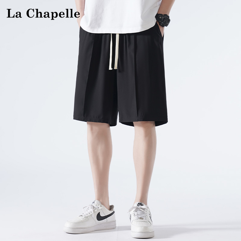 La Chapelle/拉夏贝尔男女款冰丝垂感短裤夏季百搭休闲运动五分裤