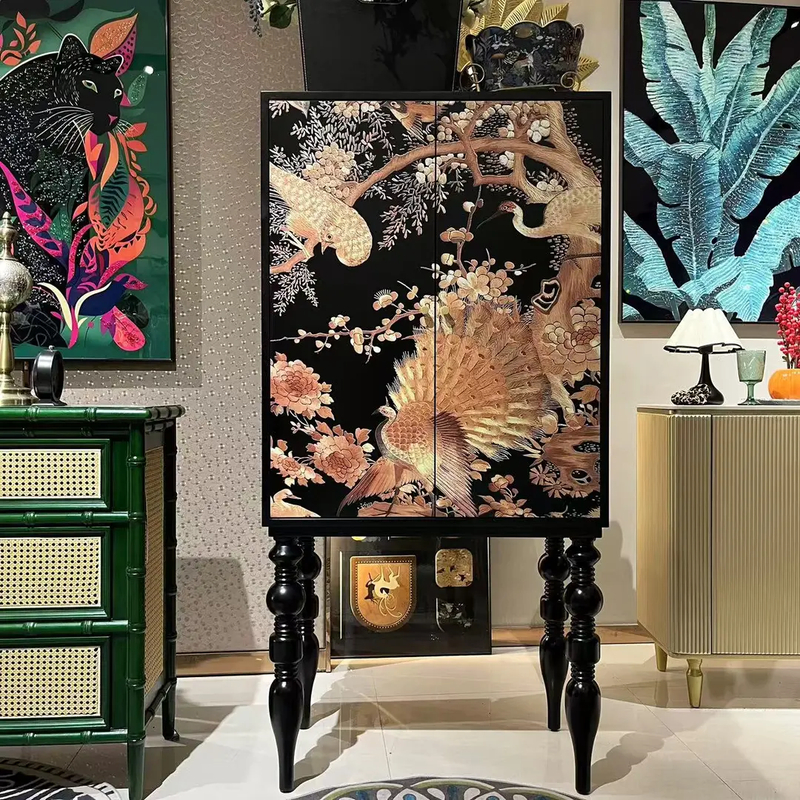 【喜悦家具】FLC金孔雀酒柜80*45*160