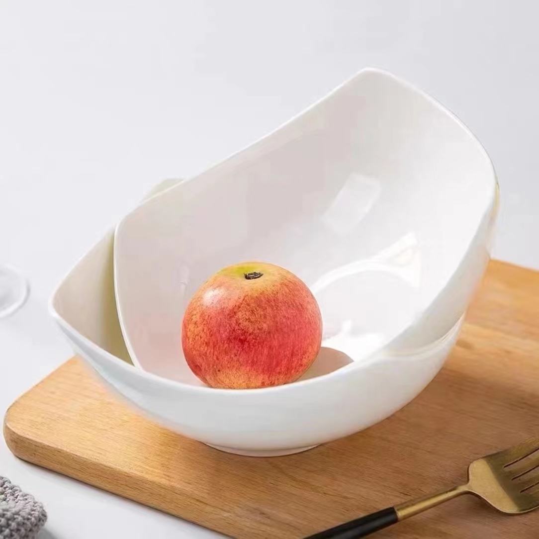 景德镇骨质瓷纯白不描金家用简约创意6英寸沙拉碗欧式意面碗