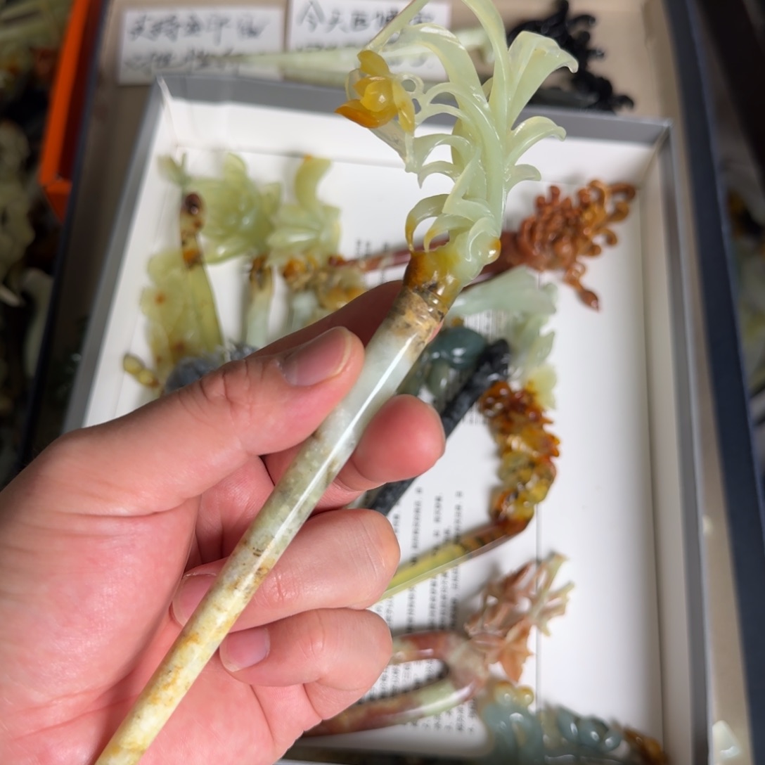 岫玉发饰未镶嵌明君玉簪就是好看