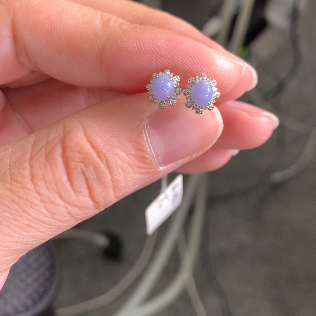 翡翠18K金镶嵌耳饰翡翠